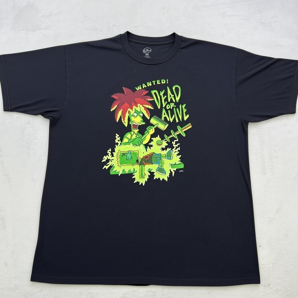 The Simpsons T Shirt Mens 2XL Black Sideshow Bob Bart Wanted Dead Or Alive Tee